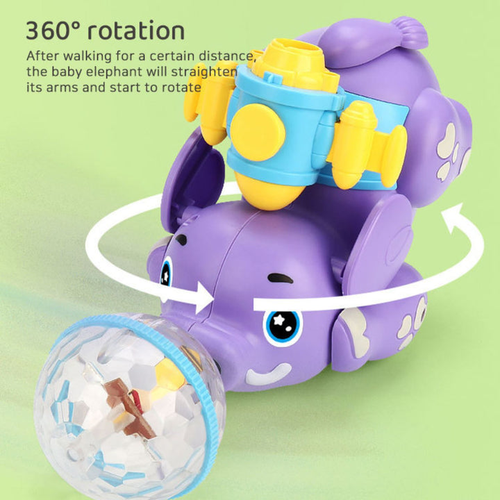 Crawling Spray Elephant Toy with Lights, Music &amp; Spinning Ball