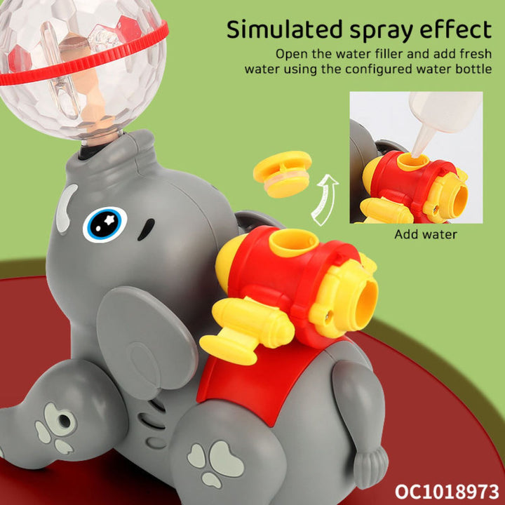 Crawling Spray Elephant Toy with Lights, Music &amp; Spinning Ball