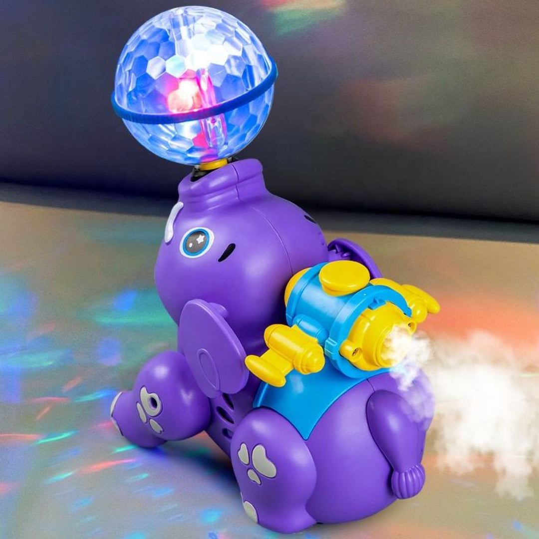 Crawling Spray Elephant Toy with Lights, Music &amp; Spinning Ball