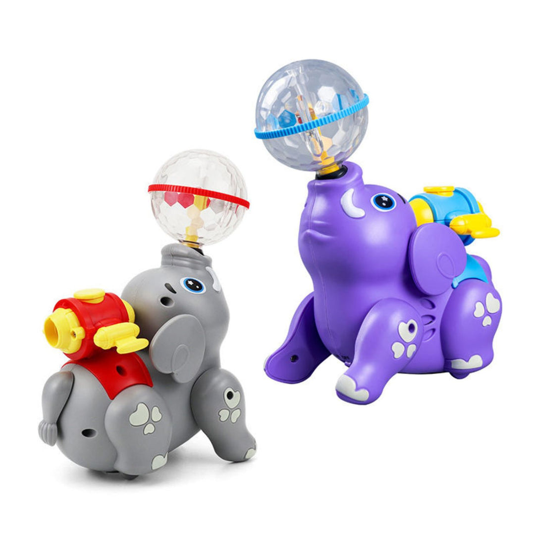 Crawling Spray Elephant Toy with Lights, Music &amp; Spinning Ball