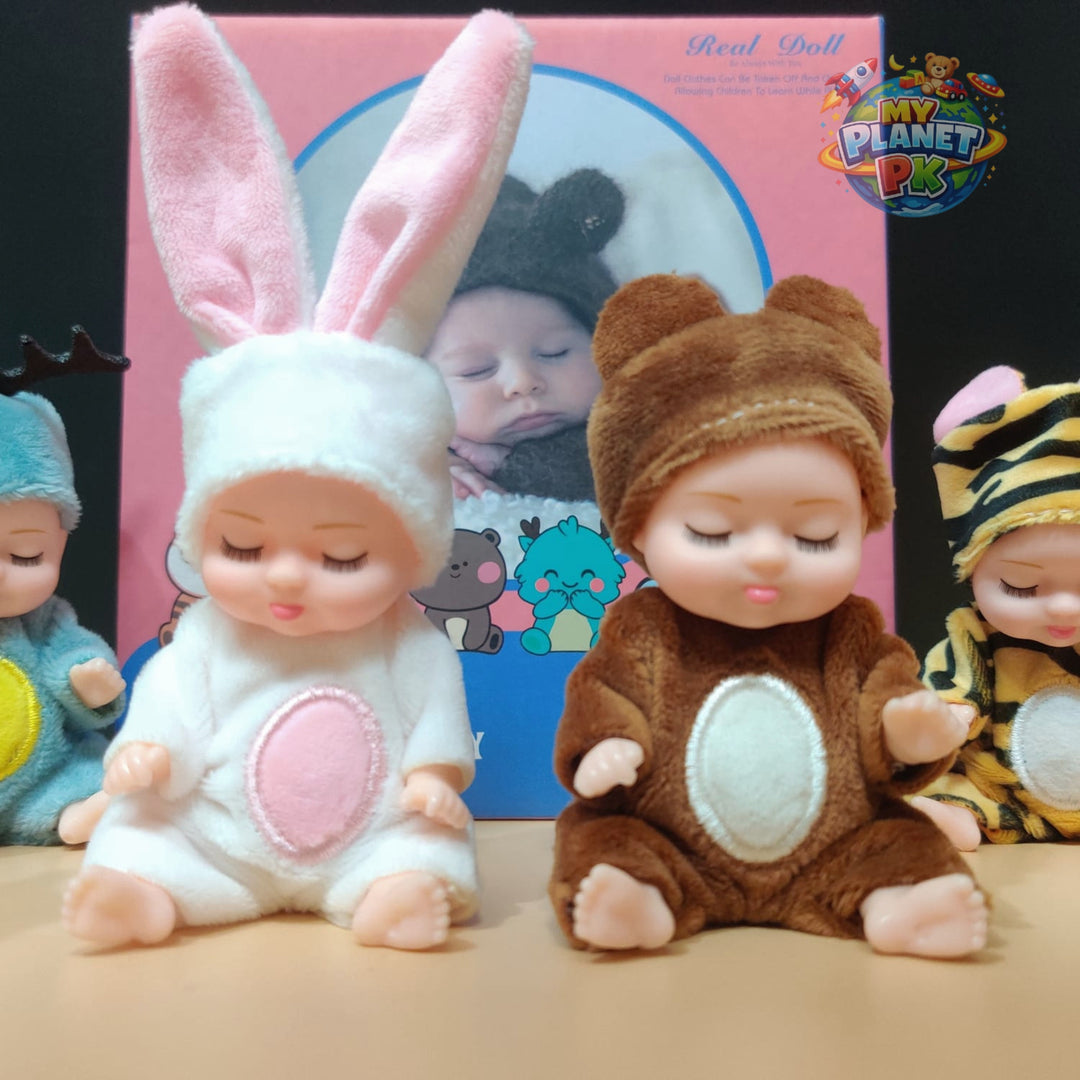 Cute Sleeping Animal Suit Baby Doll – Soft Plush Costume Doll