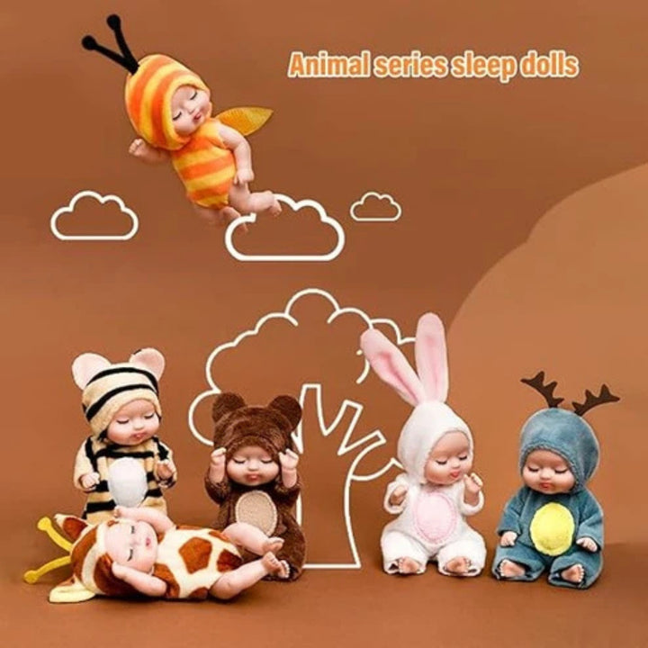 Cute Sleeping Animal Suit Baby Doll – Soft Plush Costume Doll