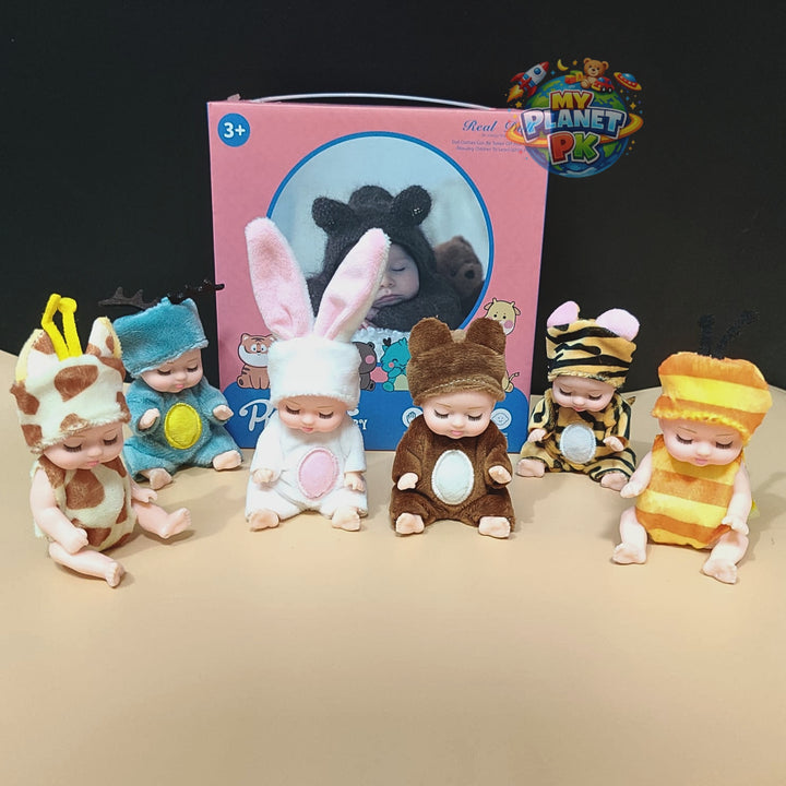 Cute Sleeping Animal Suit Baby Doll – Soft Plush Costume Doll