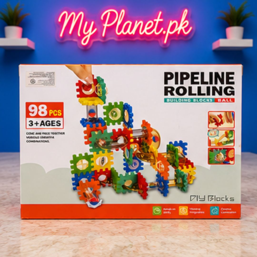 DIY Gear Construction Pipeline Rolling Building Blocks (98 Pcs)