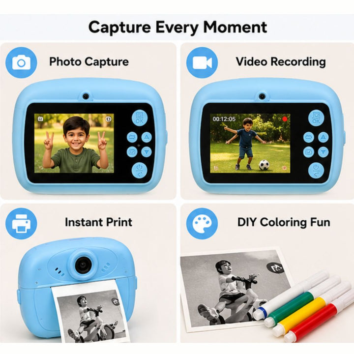 DIY Instant Digital Camera for Kids with Instant Thermal Printing