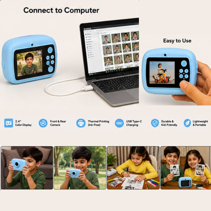 DIY Instant Digital Camera for Kids with Instant Thermal Printing