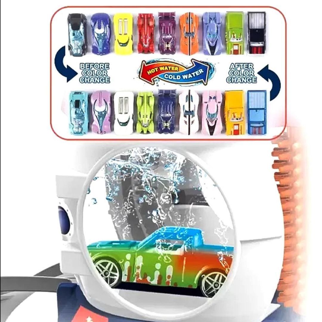 DIY Rocket Car Wash Track Set with Color Changing Cars