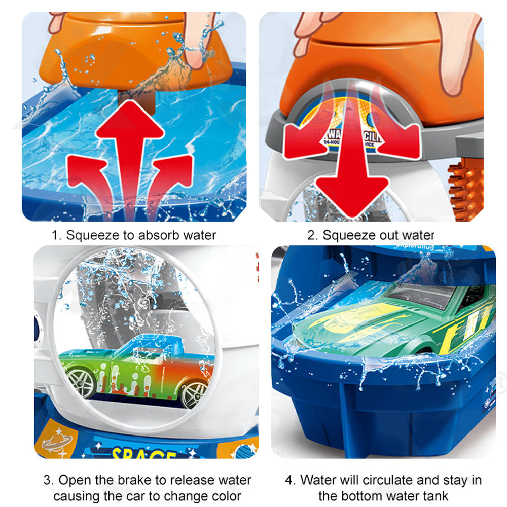 DIY Rocket Car Wash Track Set with Color Changing Cars