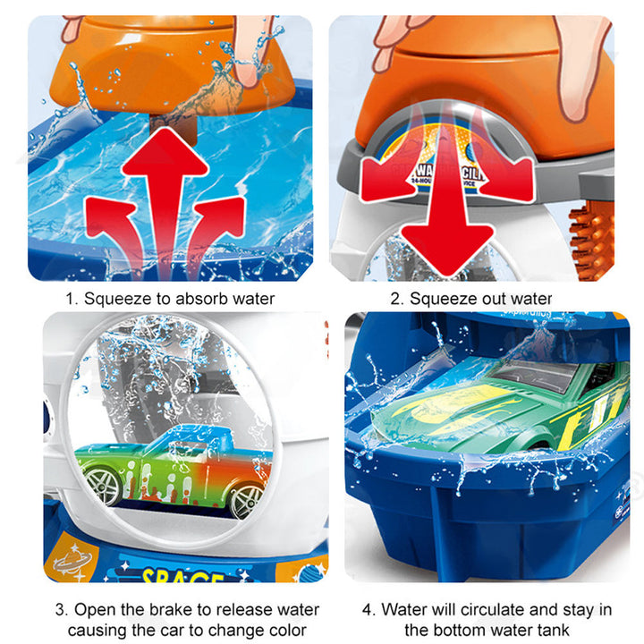 DIY Rocket Car Wash Track Set with Color Changing Cars