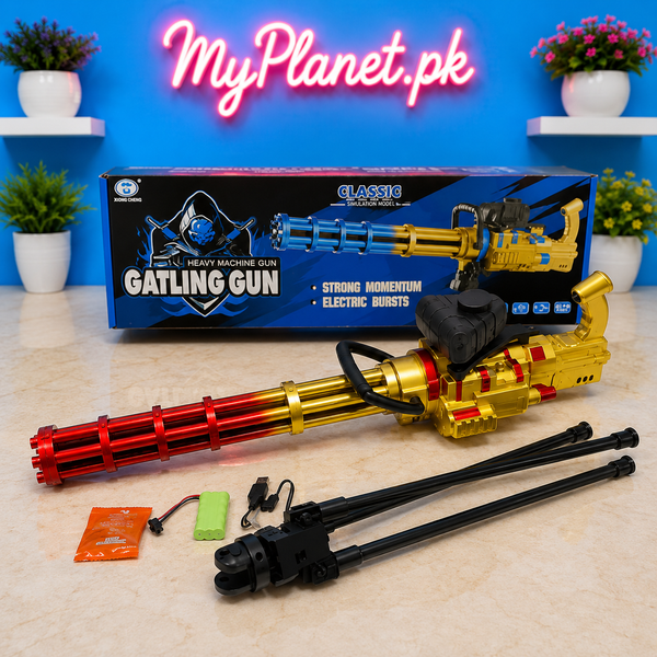 Electric Gatling Gun Toy with Tripod and Original Box Pakistan