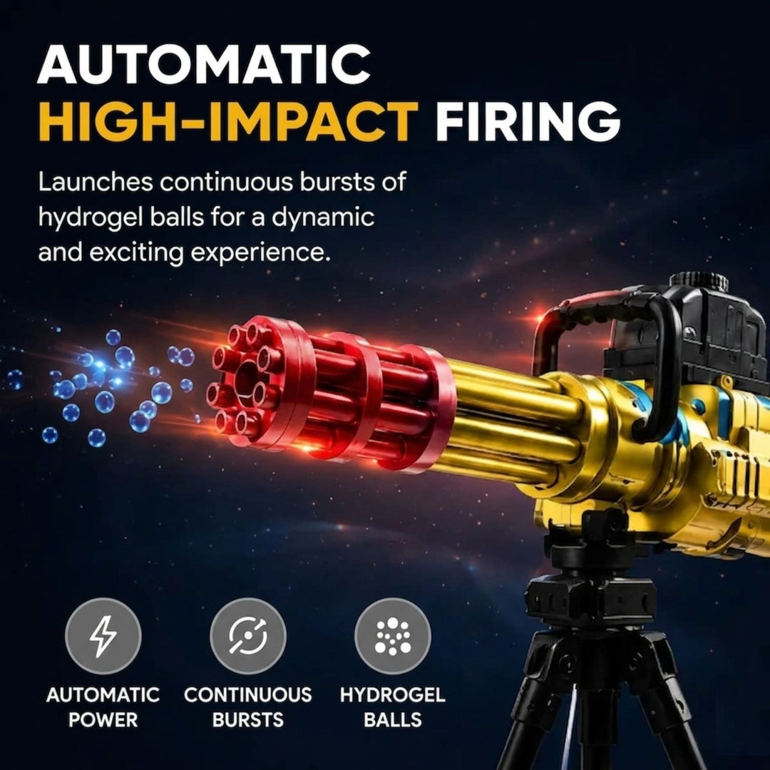 Electric Gatling toy showing action burst play effect