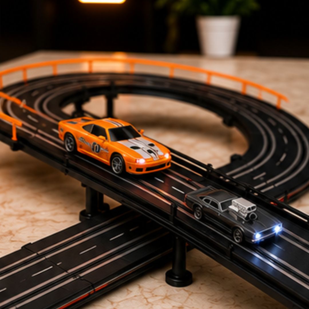 Fast &amp; Furious 10 High-Speed Slot Car Racing Track Set with 2 Remote Controllers &amp; 2 Cars