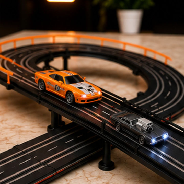 Fast &amp; Furious 10 High-Speed Slot Car Racing Track Set with 2 Remote Controllers &amp; 2 Cars