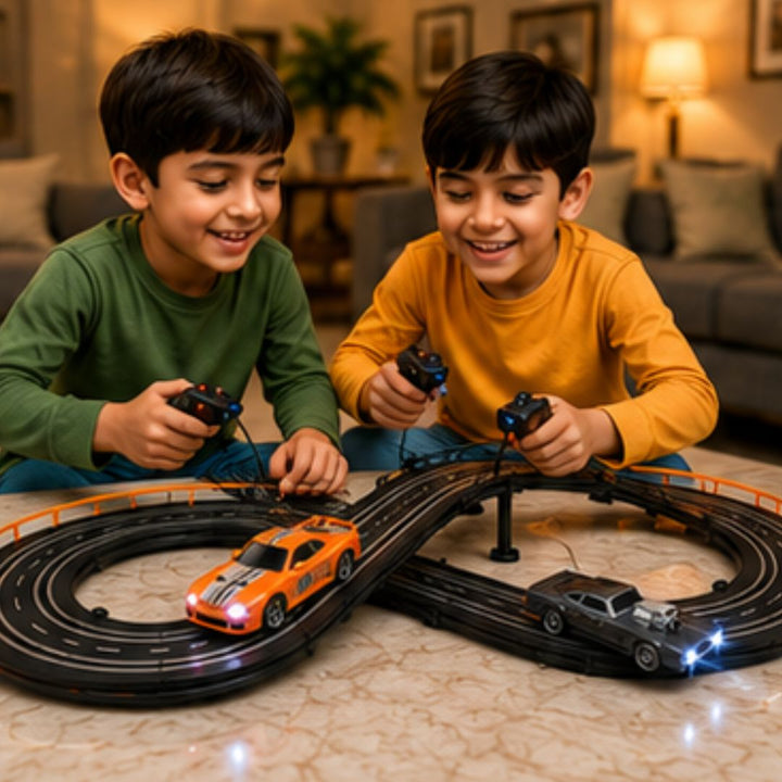 Fast &amp; Furious 10 High-Speed Slot Car Racing Track Set with 2 Remote Controllers &amp; 2 Cars