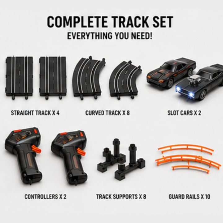 Fast &amp; Furious 10 High-Speed Slot Car Racing Track Set with 2 Remote Controllers &amp; 2 Cars