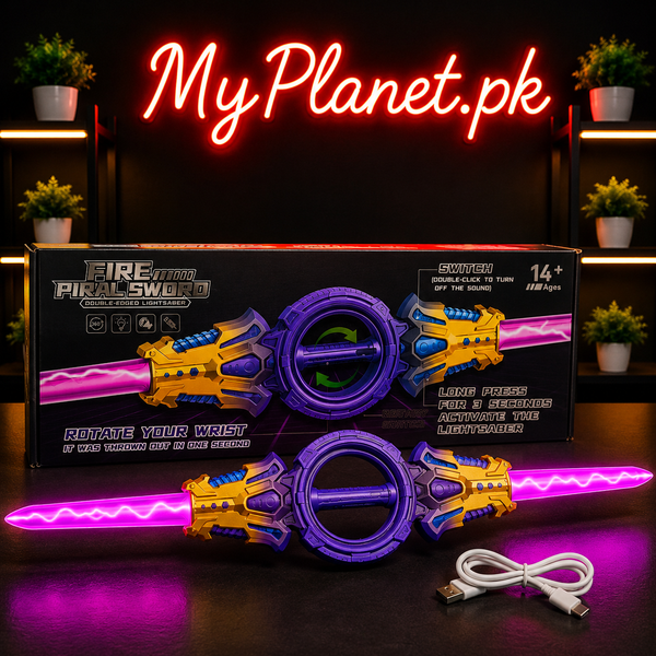 Fire Piral Sword Double-Edged LED Light Saber with Rotating Action