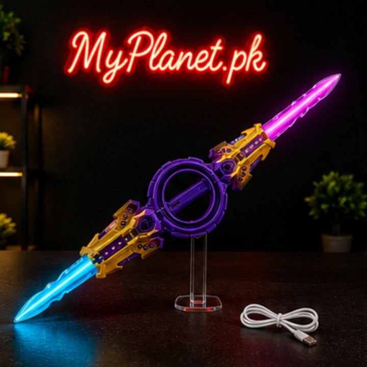 Fire Piral Sword Double-Edged LED Light Saber with Rotating Action