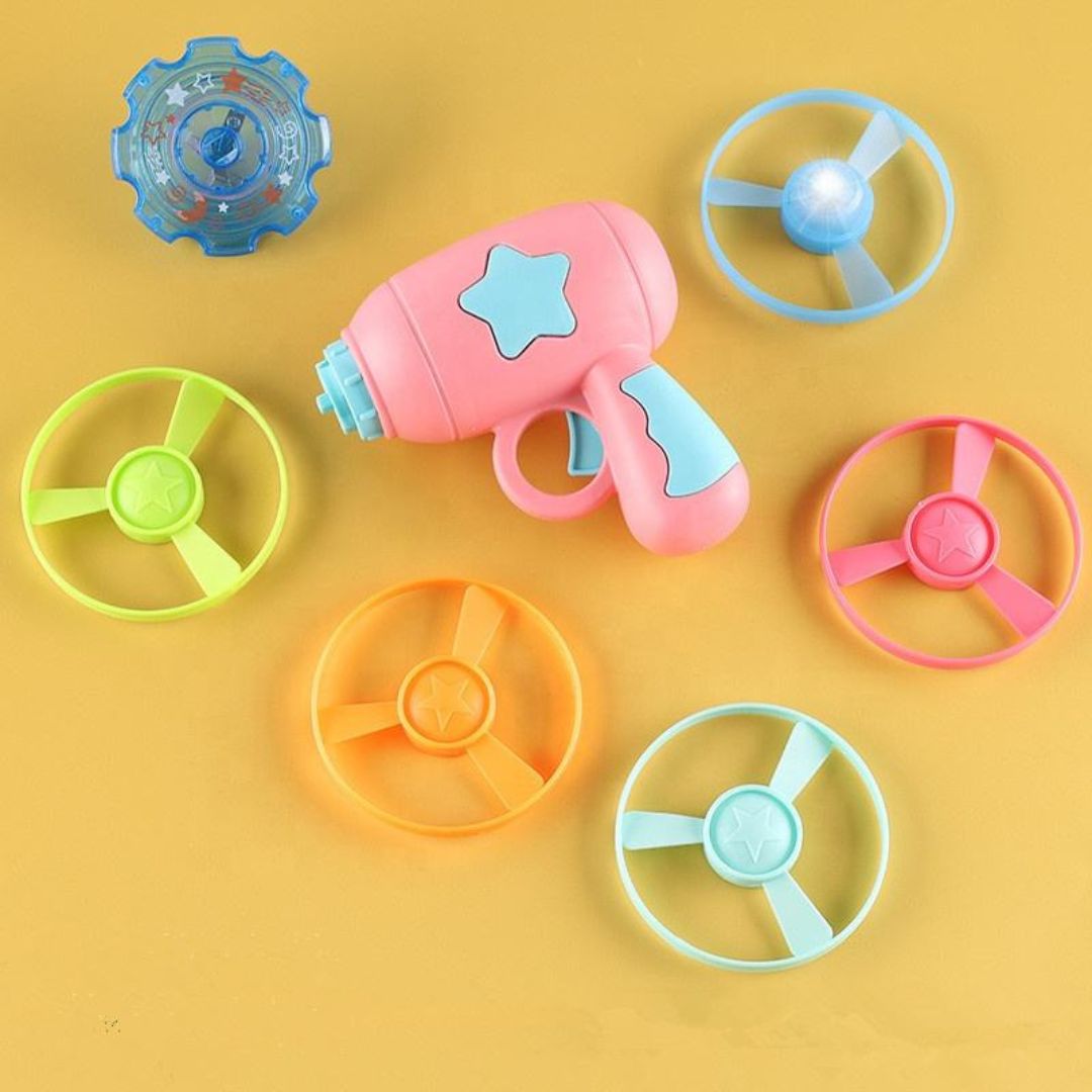 Gyro UFO Gun – Flying Spinner Launcher Toy with LED Lights