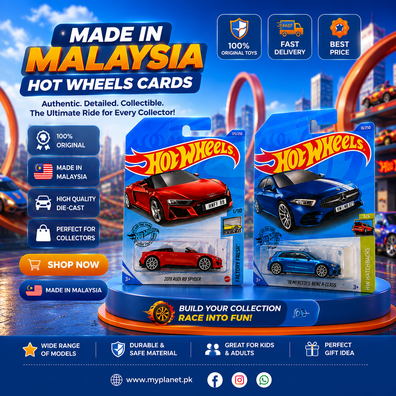 Made in Malaysia Hot Wheels Cards Collection Featuring Audi R8 Spyder and Mercedes-Benz A-Class 1:64 Scale Die-Cast Cars