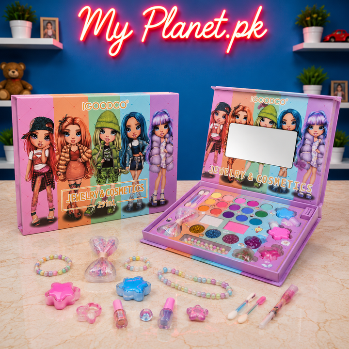Jewelry &amp; Cosmetics 29-in-1 Makeup Beauty Box for Girls