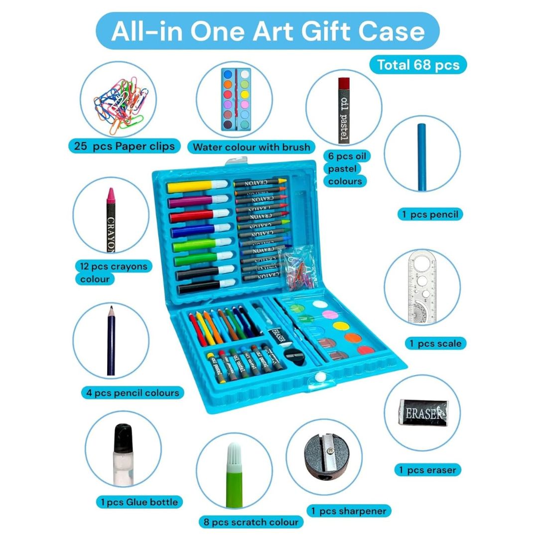 Kids Art Set Drawing &amp; Coloring Kit in Carry Case (68 PCS)