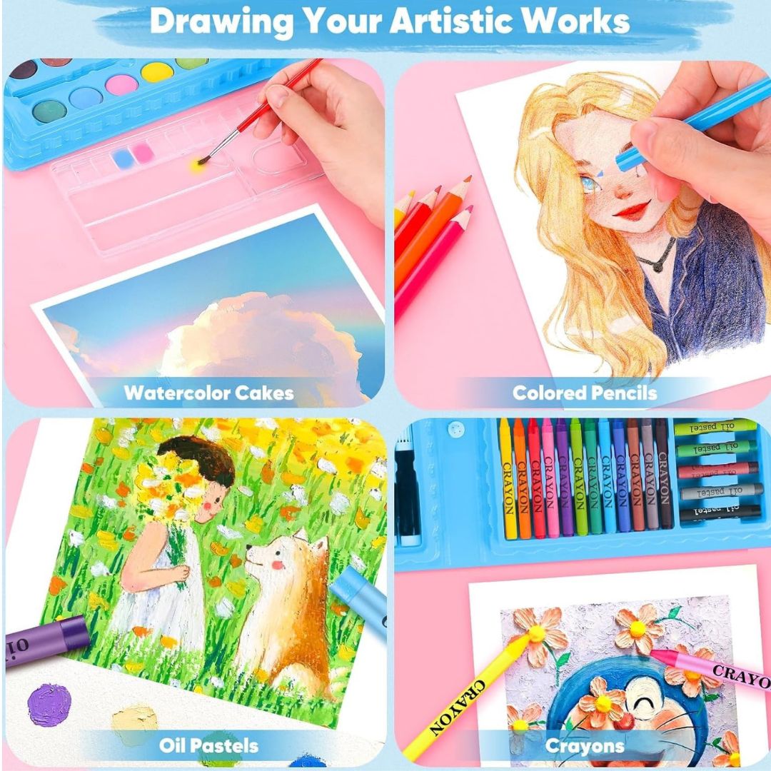 Kids Art Set Drawing &amp; Coloring Kit in Carry Case (68 PCS)