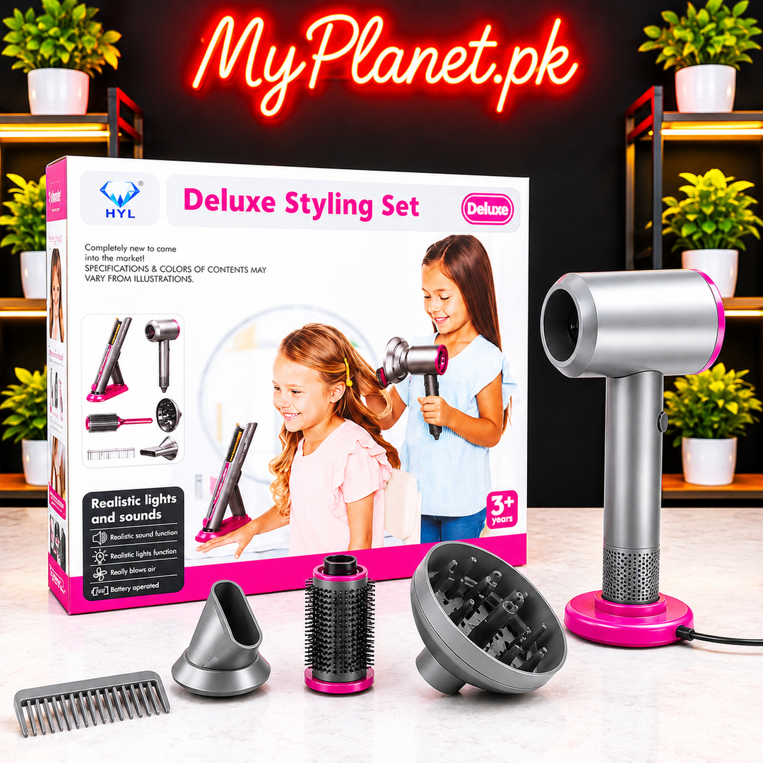 Kids Deluxe Styling Set Hair Dryer with Realistic Work