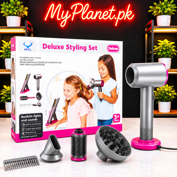 Kids Deluxe Styling Set Hair Dryer with Realistic Work