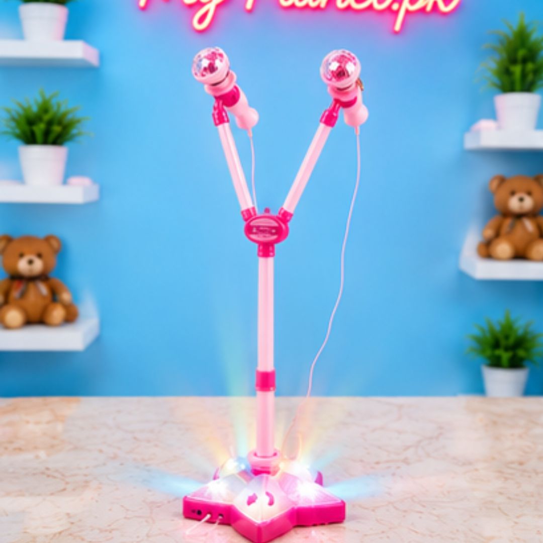 Kids Karaoke Microphone Stand with LED Lights &amp; MP3 Mobile Connection
