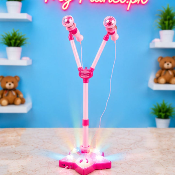 Kids Karaoke Microphone Stand with LED Lights &amp; MP3 Mobile Connection