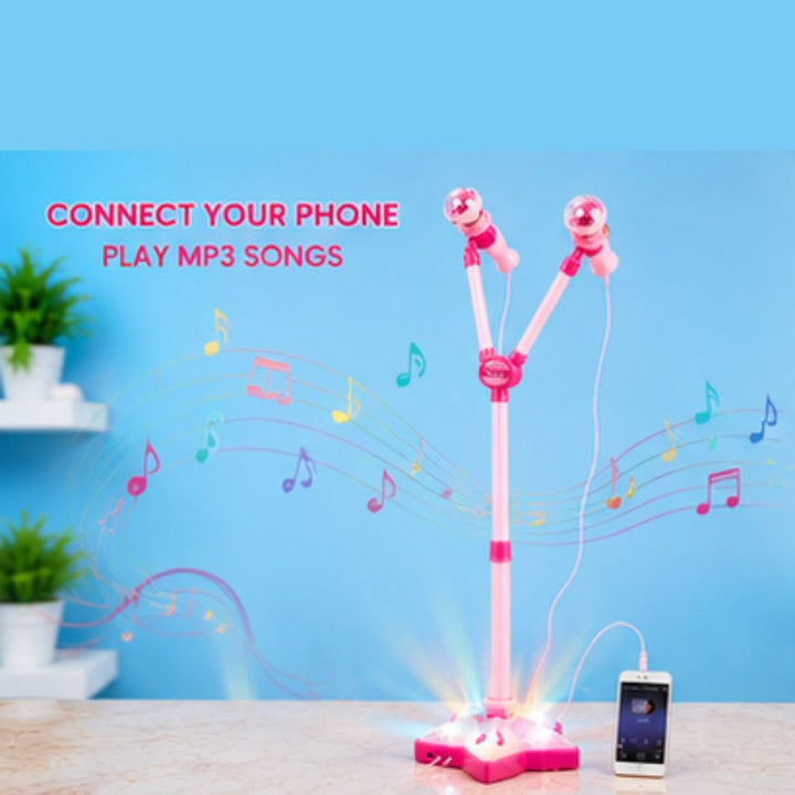 Kids Karaoke Microphone Stand with LED Lights &amp; MP3 Mobile Connection