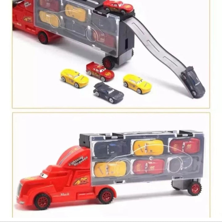 Lightning McQueen Transport Truck Carrier with Mini Racing Cars