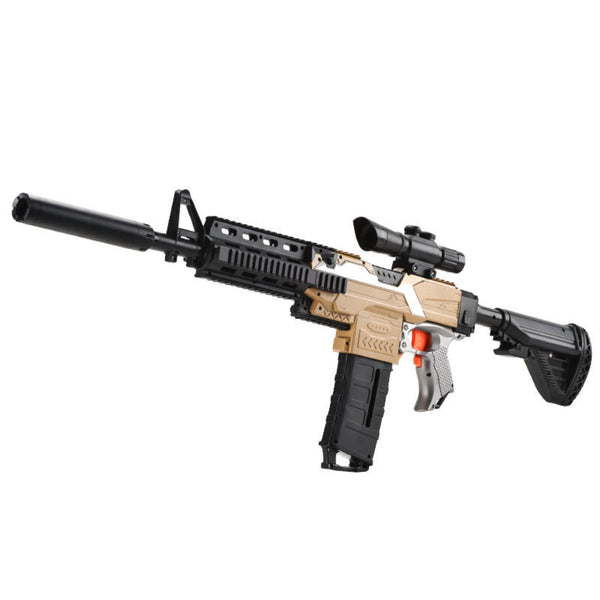 M416 Rechargeable Soft Bullet Gun with Scope, Silencer & Target Set