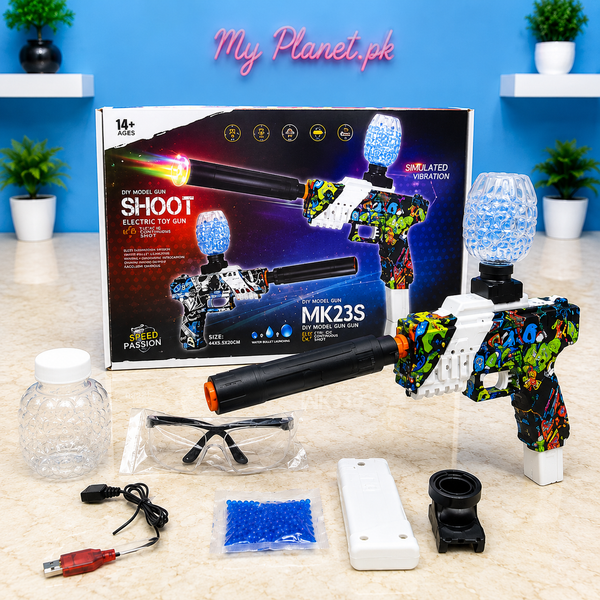 MK23S Electric Toy Gun with Crystal Muzzle, Gel Beads & Safety Goggles