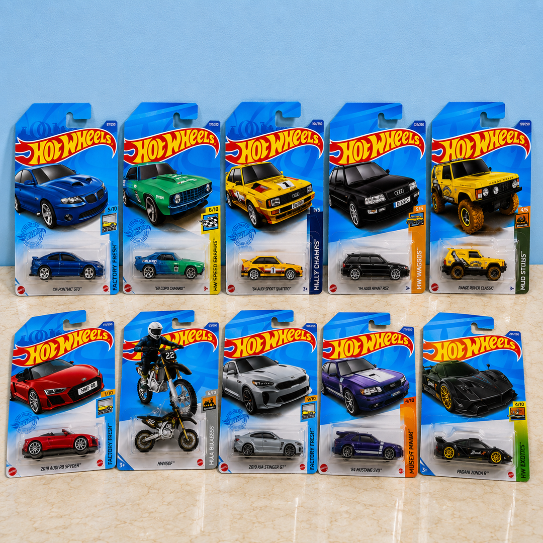 Pack of 10 Random Hot Wheels Cars Made in Malaysia 1:64 Scale Die-Cast Collection