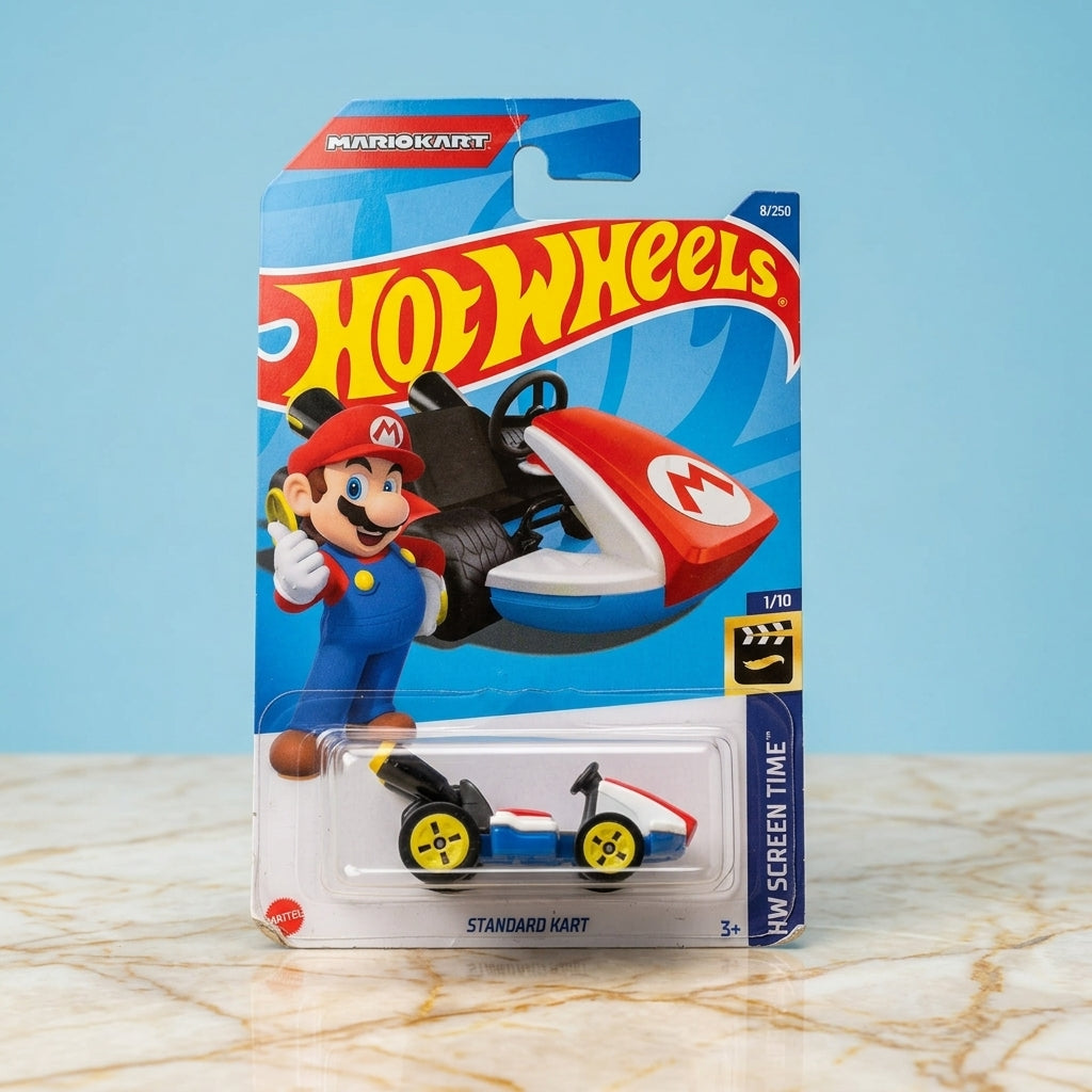 Hot Wheels Mario Kart Standard Kart Made in Malaysia sealed card collectible