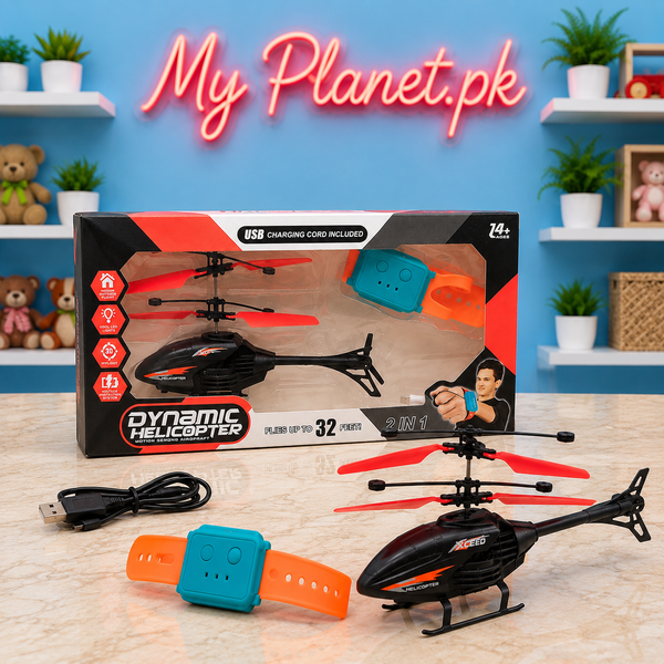 Motion Sensor Rechargeable Flying Helicopter with LED Lights
