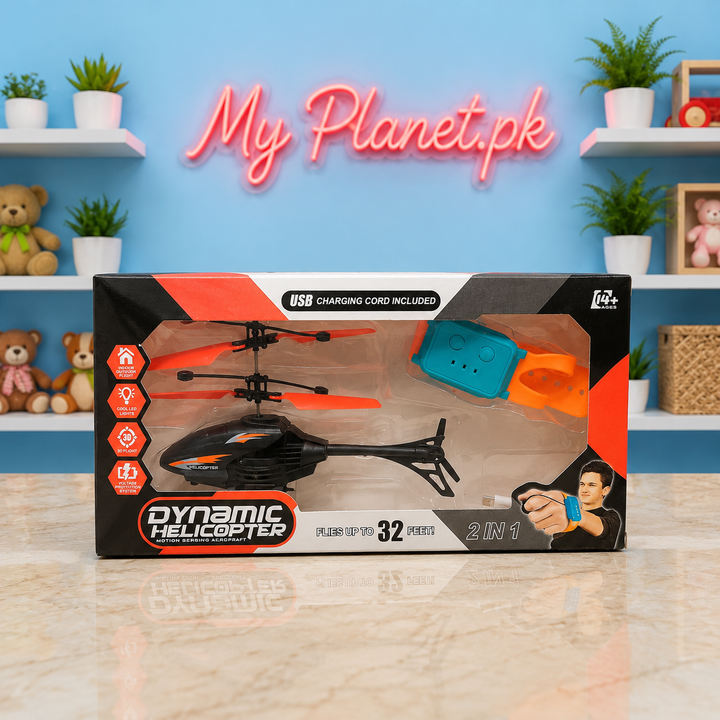 Motion Sensor Rechargeable Flying Helicopter with LED Lights