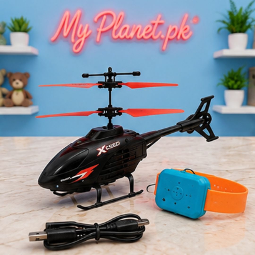 Motion Sensor Rechargeable Flying Helicopter with LED Lights
