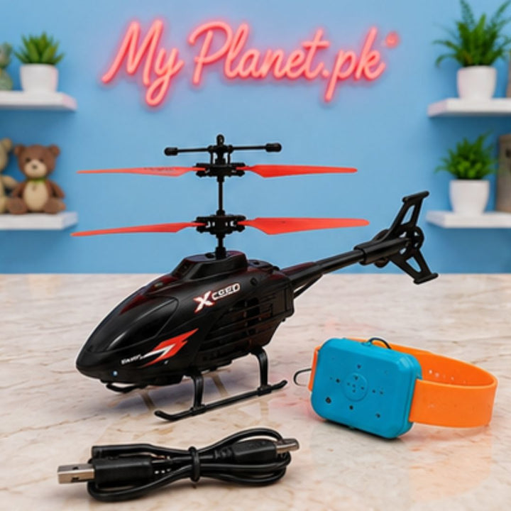 Motion Sensor Rechargeable Flying Helicopter with LED Lights