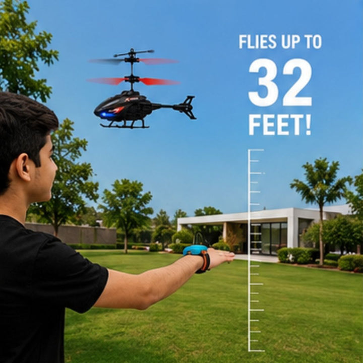Motion Sensor Rechargeable Flying Helicopter with LED Lights