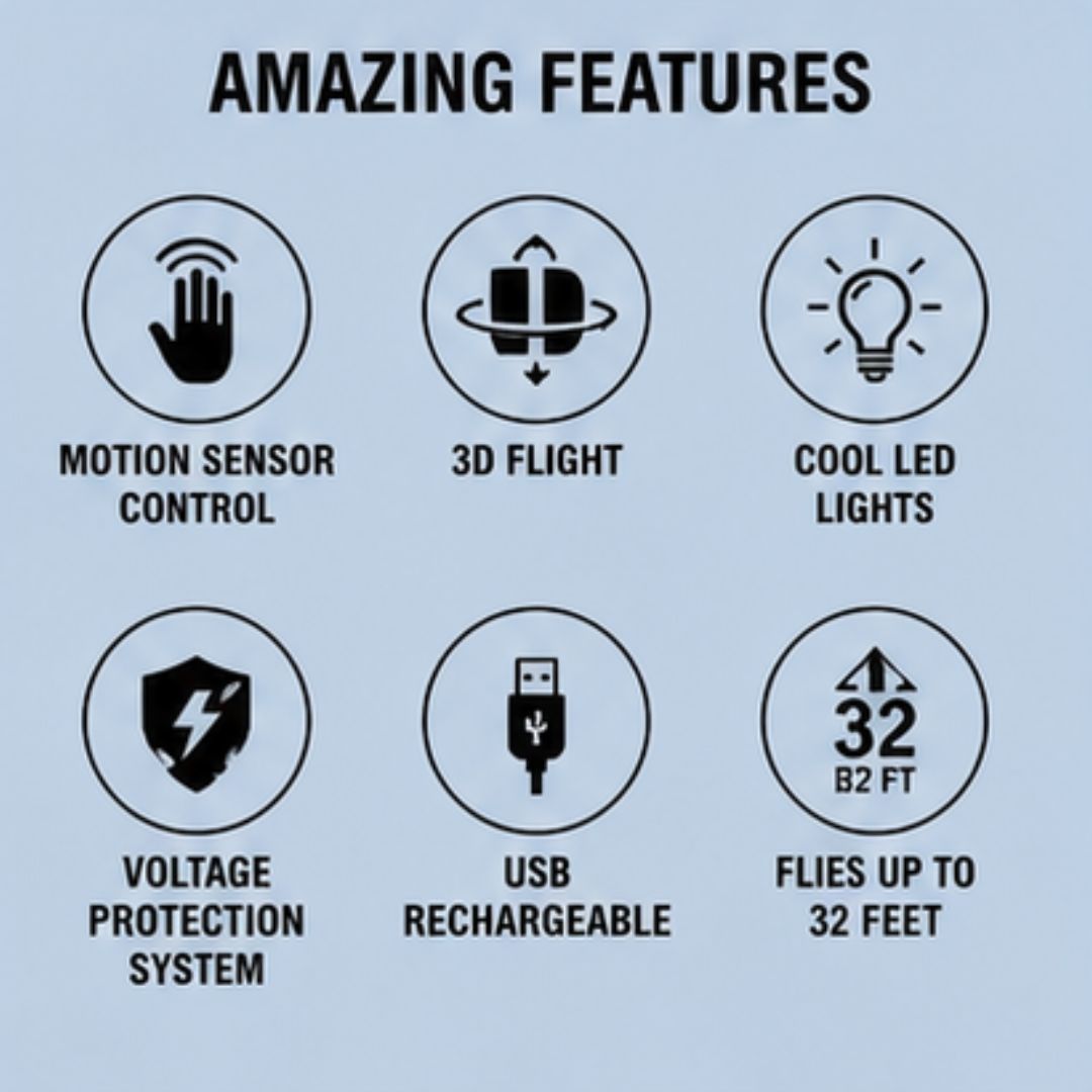 Motion Sensor Rechargeable Flying Helicopter with LED Lights