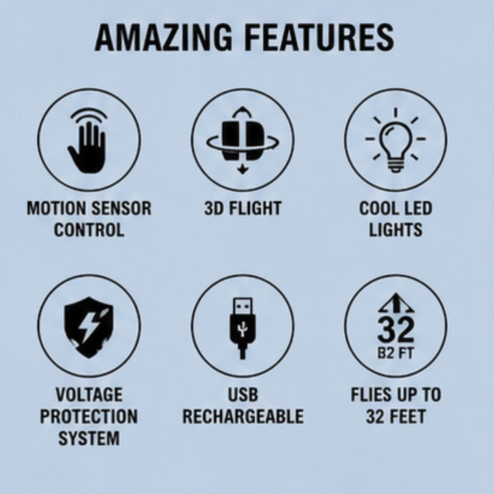 Motion Sensor Rechargeable Flying Helicopter with LED Lights