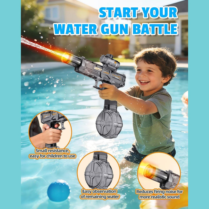 Rechargeable Automatic Water Gun with Drum Magazine &amp; Scope