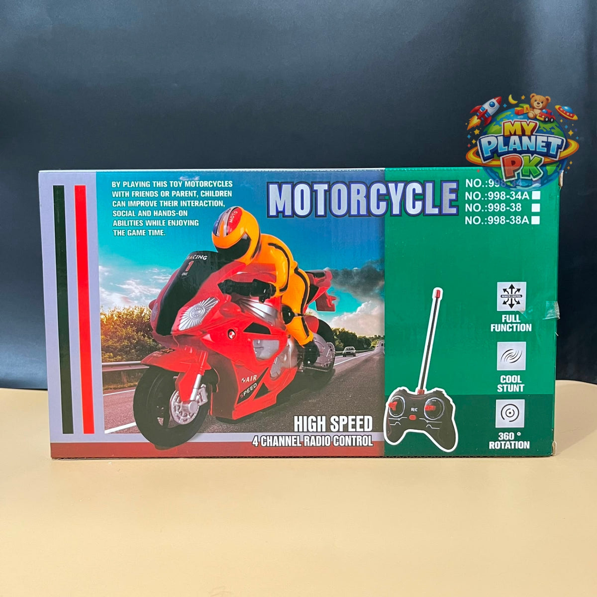 𝗥𝗲𝗺𝗼𝘁𝗲 𝗖𝗼𝗻𝘁𝗿𝗼𝗹 𝗛𝗶𝗴𝗵 𝗦𝗽𝗲𝗲𝗱 𝗦𝘁𝘂𝗻𝘁 𝗠𝗼𝘁𝗼𝗿𝗰𝘆𝗰𝗹𝗲 𝗧𝗼𝘆 𝘄𝗶𝘁𝗵 𝟯𝟲𝟬° 𝗥𝗼𝘁𝗮𝘁𝗶𝗼𝗻 & 𝗥𝗲𝗰𝗵𝗮𝗿𝗴𝗲𝗮𝗯𝗹𝗲 𝗕𝗮𝘁𝘁𝗲𝗿𝘆