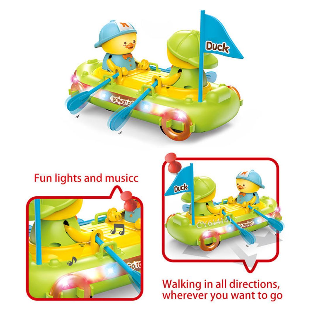 Rowing Boat Duck Toy with Lights, Music &amp; Bump and Go Action