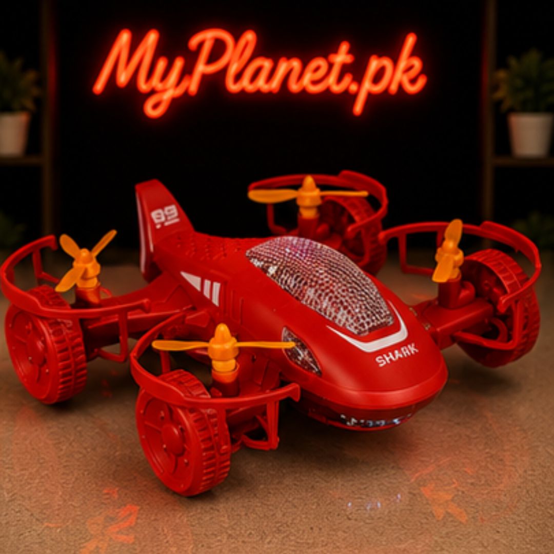 Shark Electric Plane Toy with LED Lights &amp; 360° Spin Action