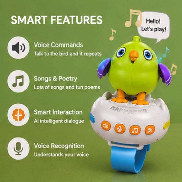 Smart Interactive Happy Bird Talking Watch Learning Toy