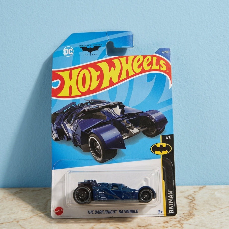 Hot Wheels The Dark Knight Batmobile 1:64 scale die-cast car made in Malaysia on original Batman card packaging