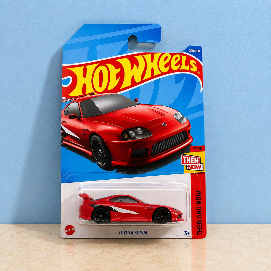 Red Hot Wheels Toyota Supra collectible toy car sealed blister card Pakistan